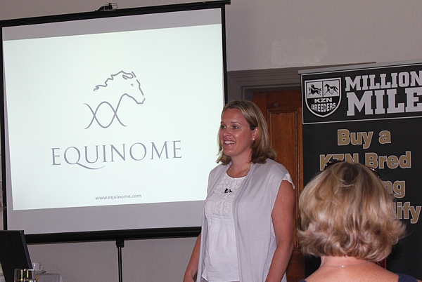 Dr Emmeline Hill of Equinome delivering her seminar to the KZN Breeders. Image: Candiese Marnewick