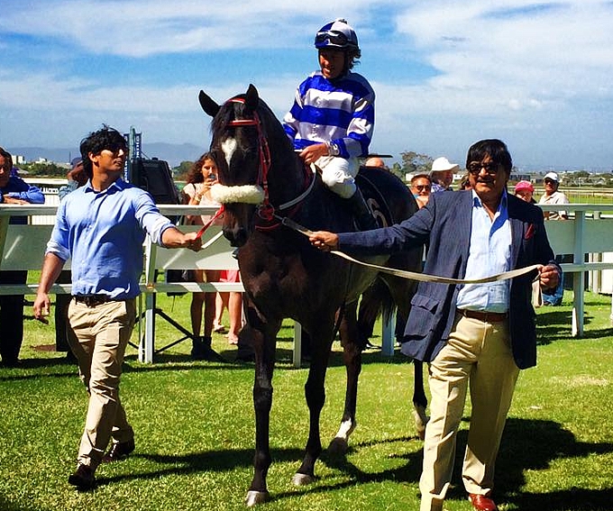 Putney Flyer being led in after winning the Kenilworth Listed over 3200m. Image: Ashleigh Gallagher