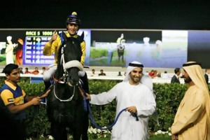 The Apache, with his connections for the lead-in. Photo: Dubai Racing Club/Andrew Watkins