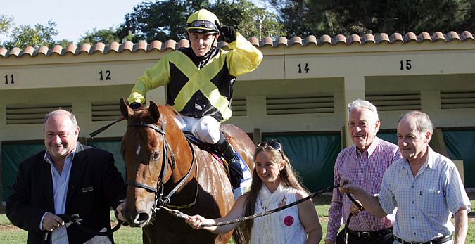 Backworth's Colour Of Courage being led in by the winning connections. Image: Gold Circle